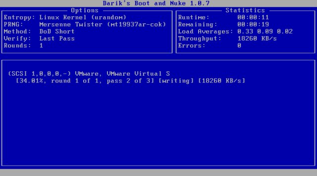 Darik's Boot and Nuke - полное удаление, уничтожение данных на диске