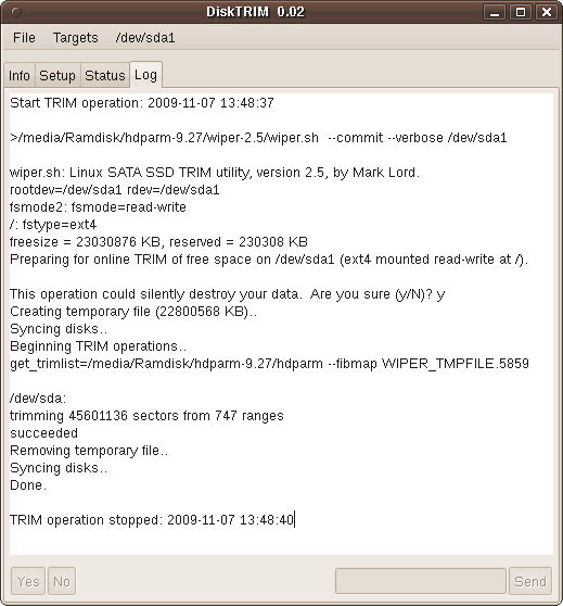 DiskTRIM программа для обслуживания hdd ssd в kinux