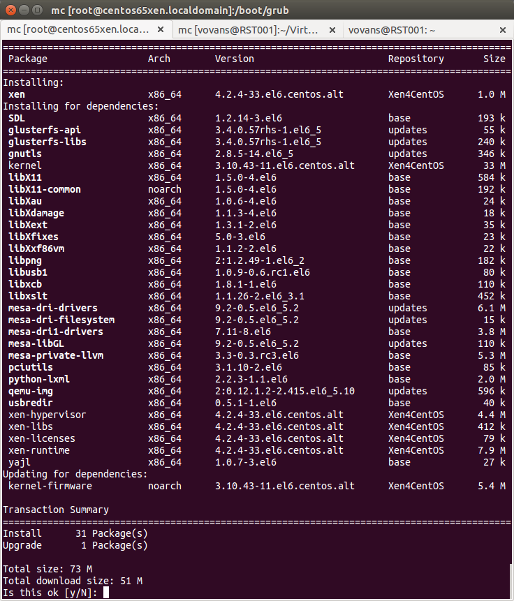 Установка Xen в CentOS 6 - yum xen